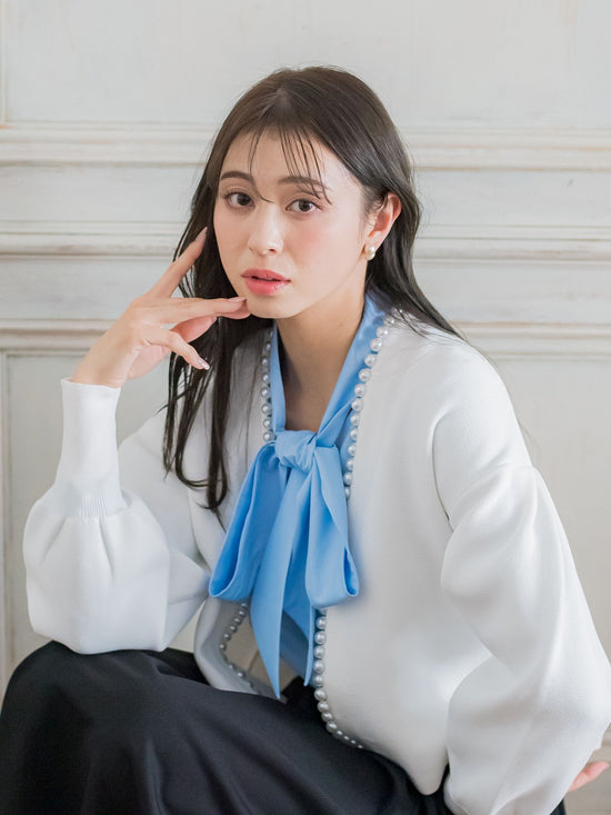 【大きいサイズ】パール付きボレロ《手洗い可能》