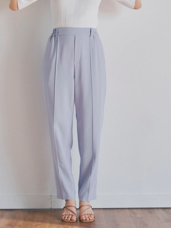 ポリエステルツイルテーパードパンツ《洗濯機で洗える》