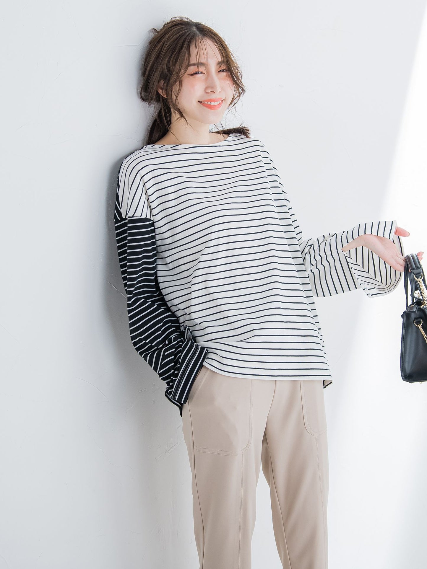【切り返しのボーダーで遊び心をプラス】ボーダーTシャツ《手洗い可能》
