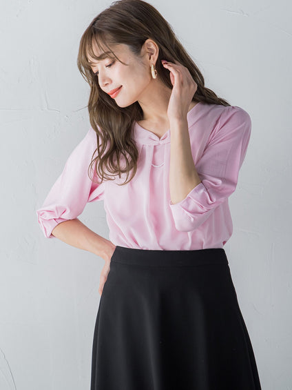 パール2WAY袖シフォンカットソー ≪洗濯機で洗える≫