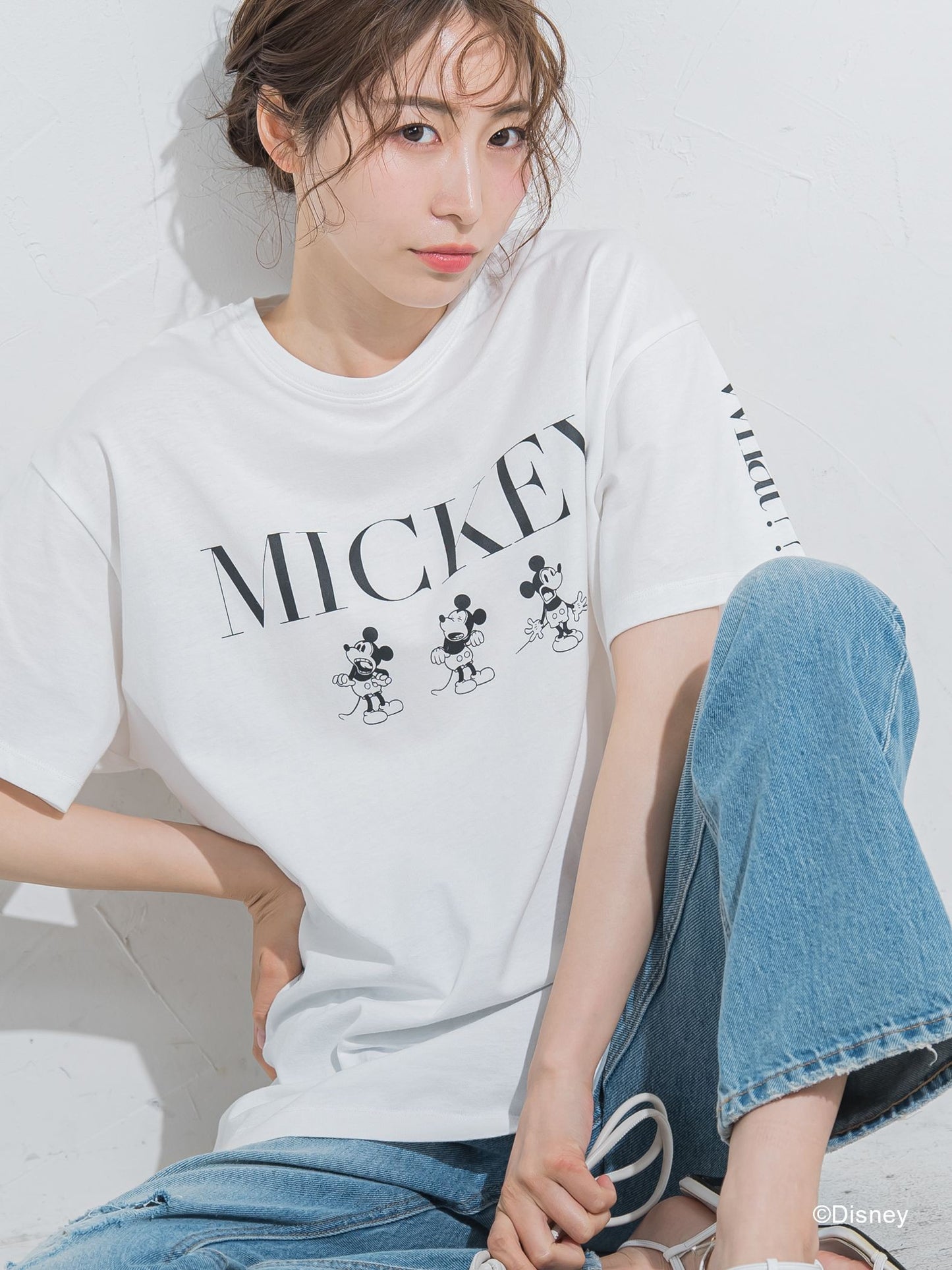 【DISNEY/ディズニー ミッキーマウス】MICKEYオーバーサイズTシャツ《洗濯機で洗える》