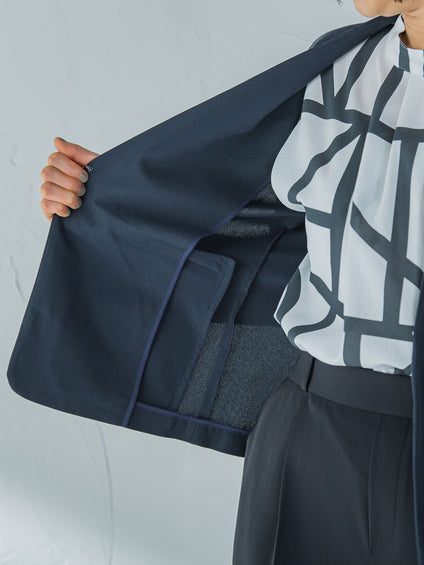 【Almight jacket】快適ノーカラージャケット≪接触冷感/透湿/ストレッチ/洗える≫