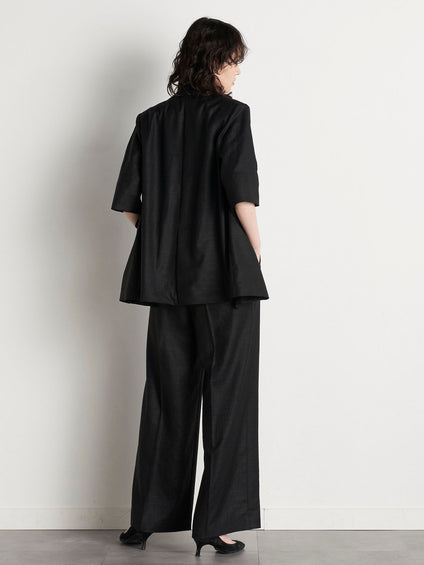 【極】シワになりにくいファージュストレッチ5分袖ジャケット《吸湿速乾/洗濯機で洗える》