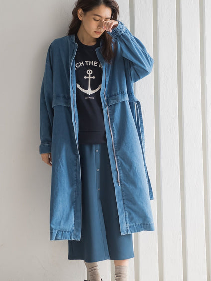 ロングブルゾンデニムコート≪手洗い可能≫