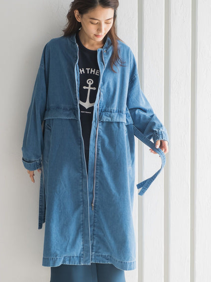 ロングブルゾンデニムコート≪手洗い可能≫