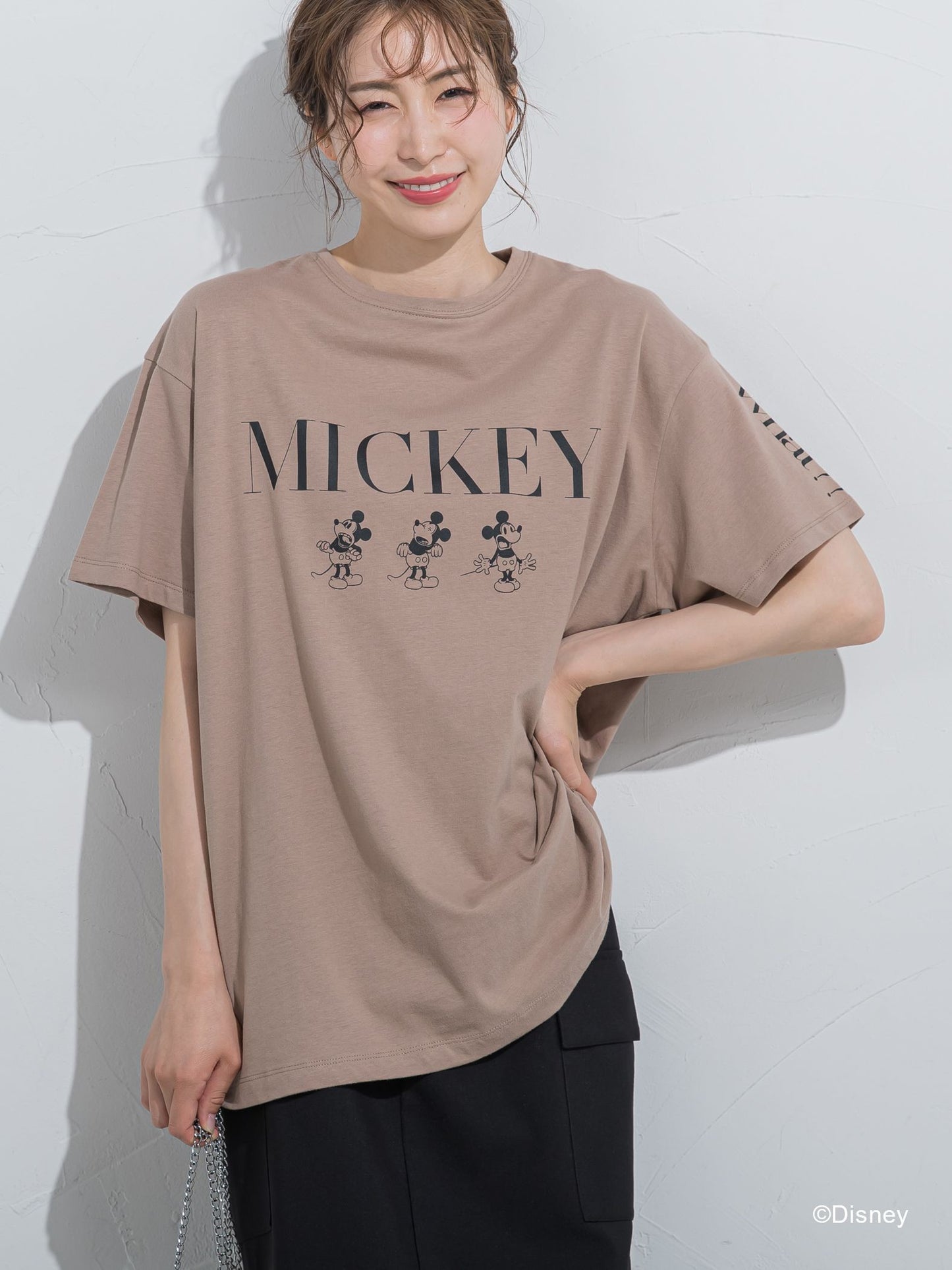 【DISNEY/ディズニー ミッキーマウス】MICKEYオーバーサイズTシャツ《洗濯機で洗える》