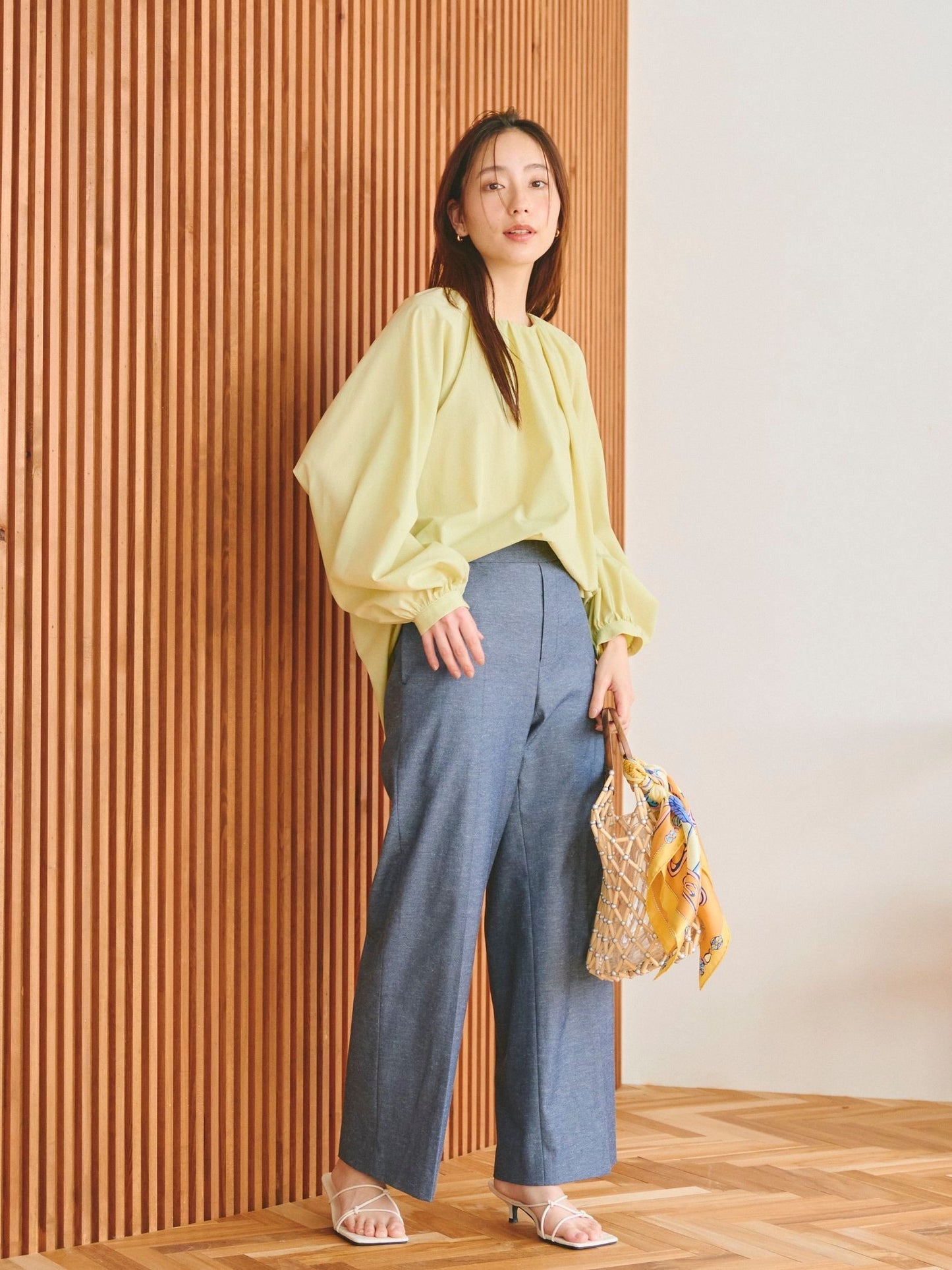 綿麻オックスストレッチパンツ《洗濯機で洗える》